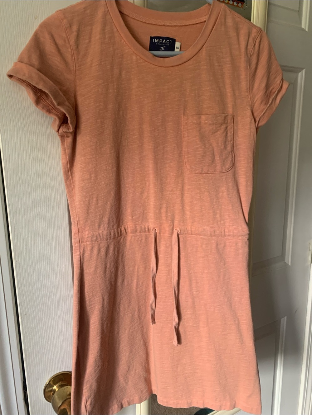 United By Blue Peach Drawstring Pocket Casual Dress
